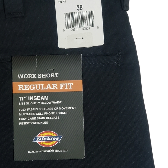 Dickies Mens Regular Fit 11in Inseam Flat Front Work Short Black Flex Sz 38 NWT - Picture 6 of 9